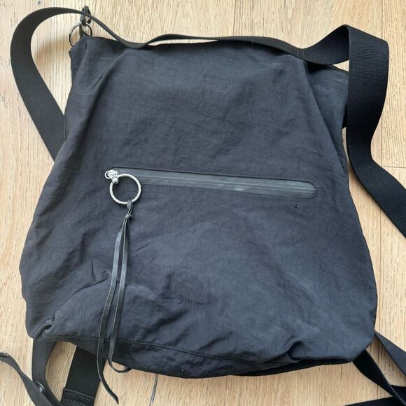 Rebecca Minkoff Julian Black Nylon Adjustable Lightweight Square Backpack - Picture 3 of 10